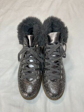 I.N.C Women's Pravale Lace-Up Bling Booties Faux Fur